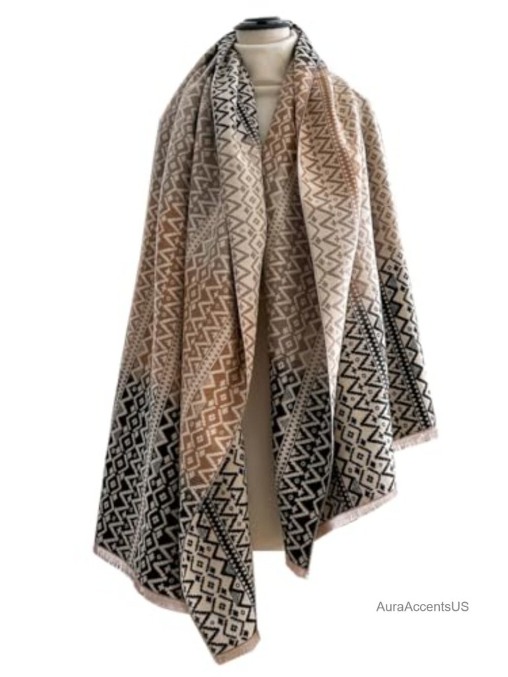 FairyCity Women's Soft Shawl Wrap Winter Blanket Long Scarf Geometric Pattern